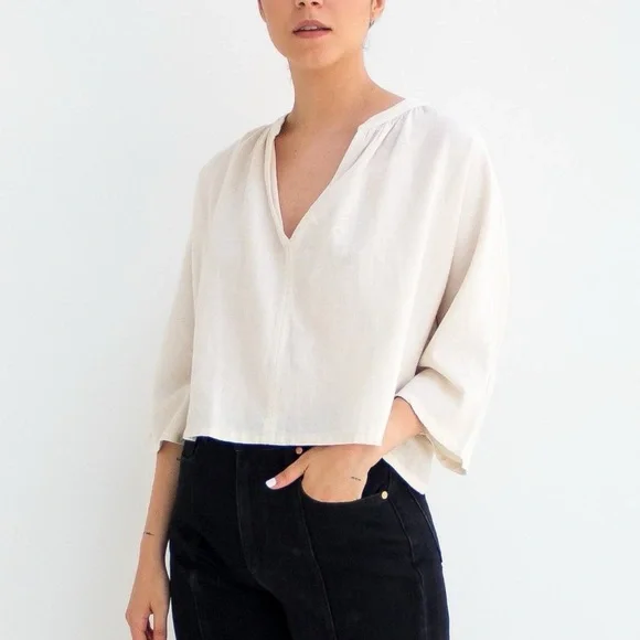 Esby Lily Top in Natural Ivory Organic Cotton - Size Small - Picture 1 of 7